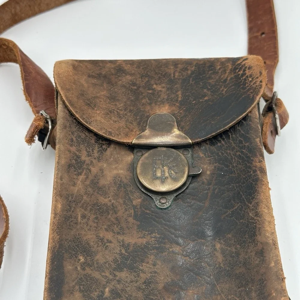 Kodak 3A Autographic Folding Pocket Camera Case - Leather Bag w/ Strap - Repair